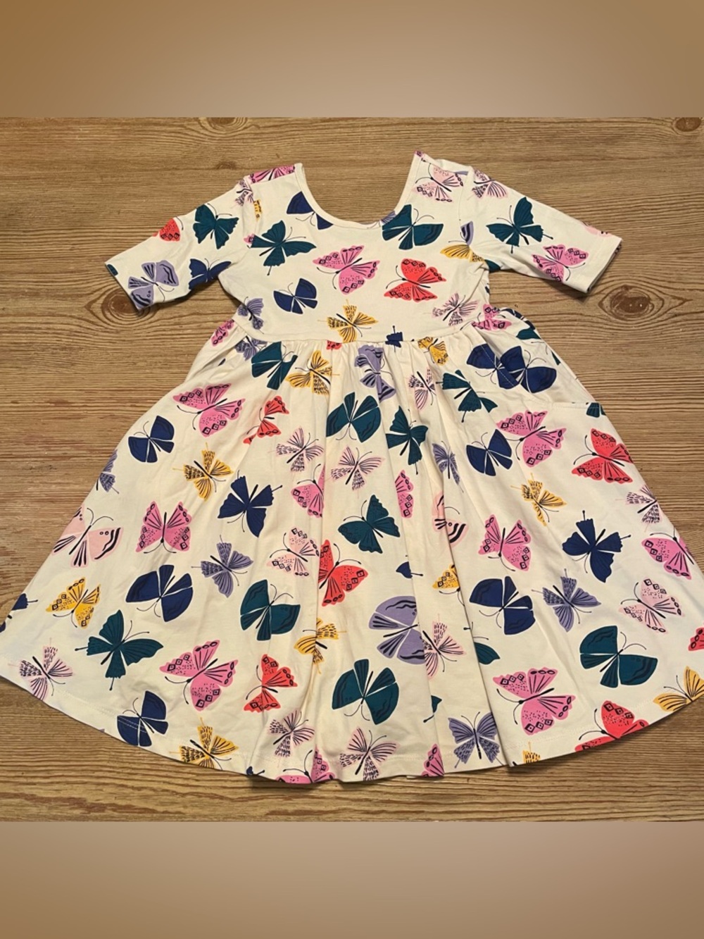Hanna Andersson Short Sleeve Skater Dress Butterfly Print size 6/7